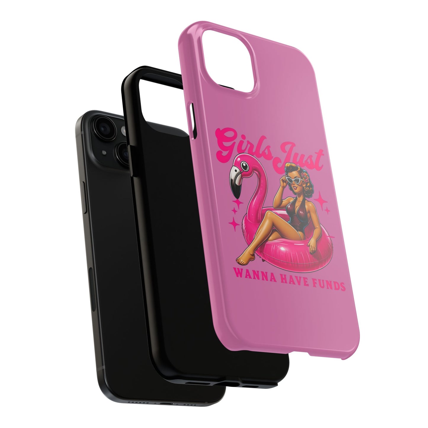 Girls Just Wanna Have Funds Phone Case – Pink Aesthetic iPhone Cover, Trendy Quote Case, Cute Gift for Her or Boss Babe
