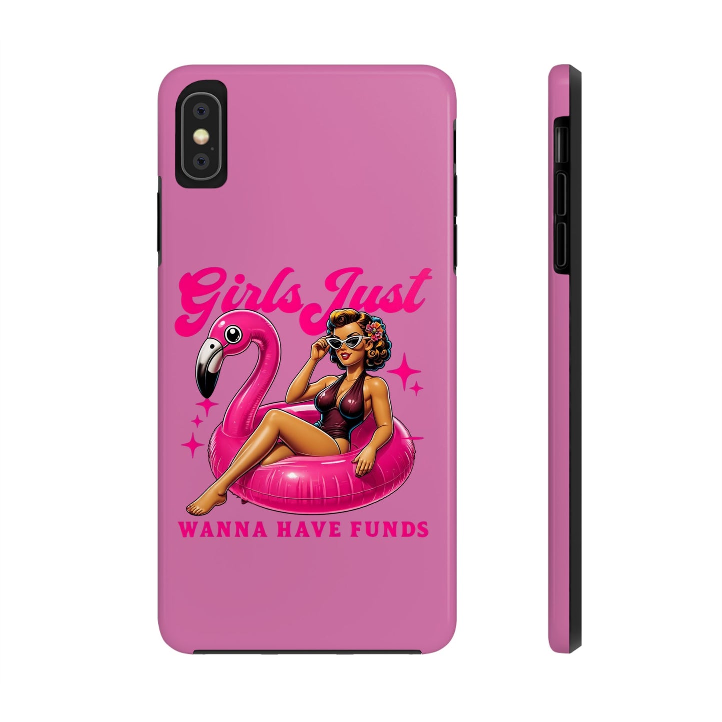 Girls Just Wanna Have Funds Phone Case – Pink Aesthetic iPhone Cover, Trendy Quote Case, Cute Gift for Her or Boss Babe