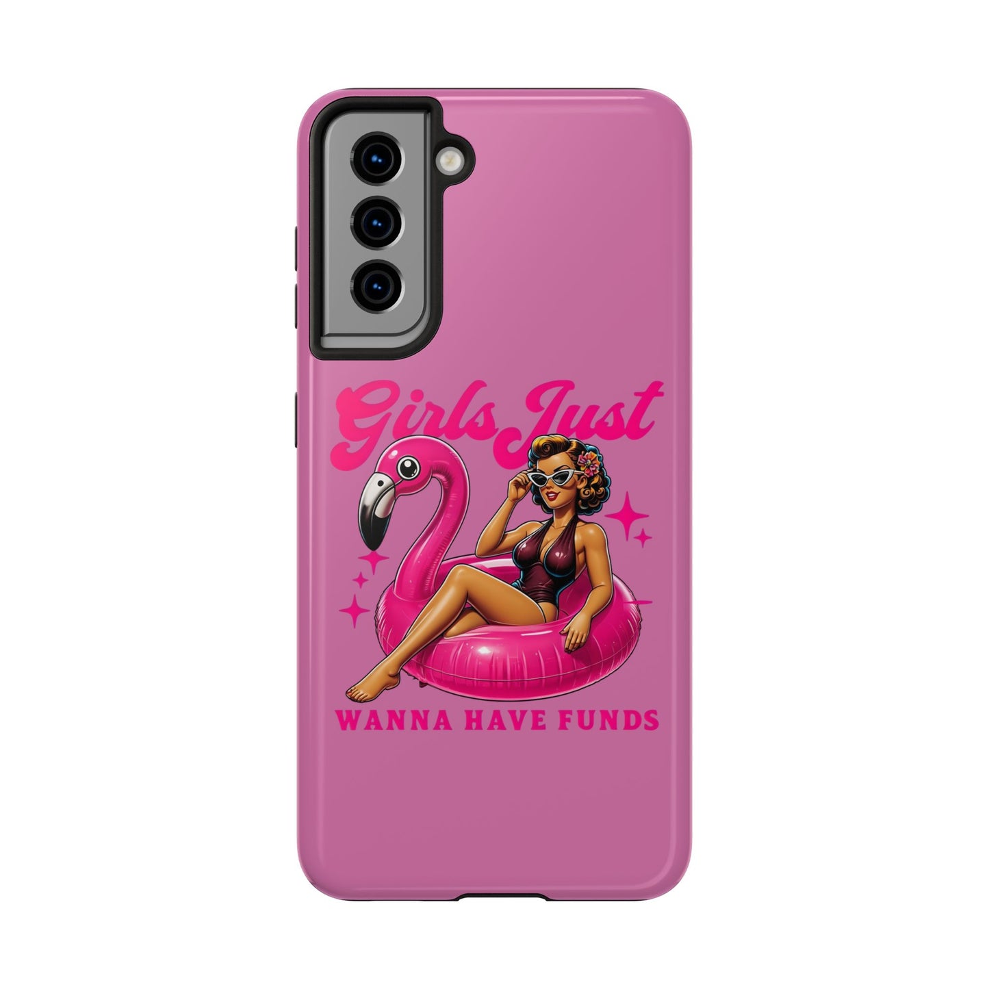 Girls Just Wanna Have Funds Phone Case – Pink Aesthetic iPhone Cover, Trendy Quote Case, Cute Gift for Her or Boss Babe