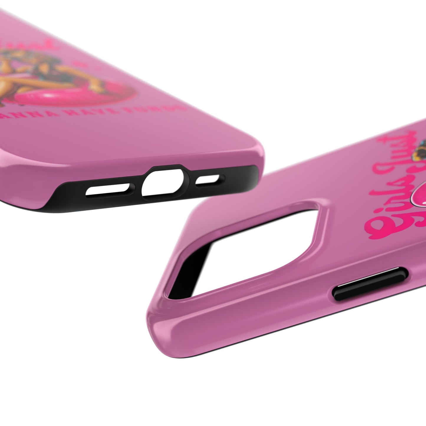 Girls Just Wanna Have Funds Phone Case – Pink Aesthetic iPhone Cover, Trendy Quote Case, Cute Gift for Her or Boss Babe