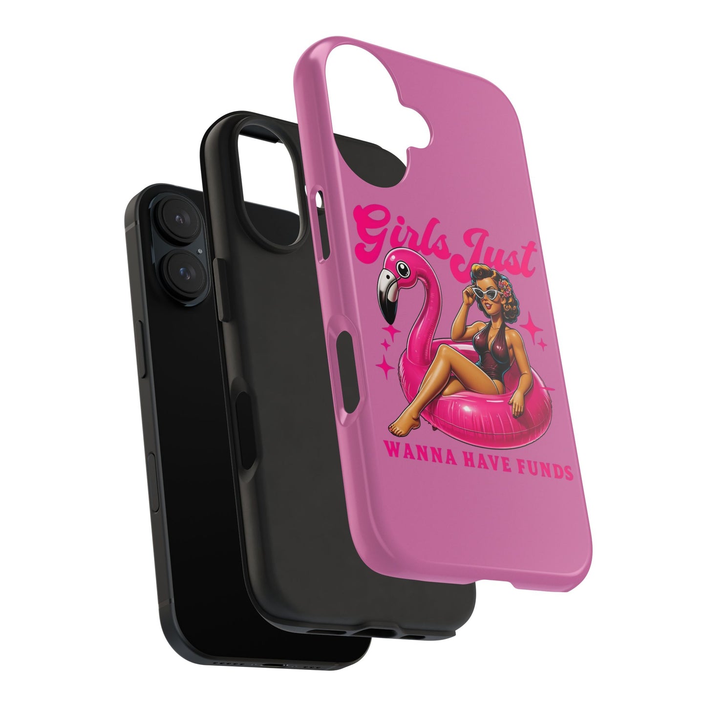 Girls Just Wanna Have Funds Phone Case – Pink Aesthetic iPhone Cover, Trendy Quote Case, Cute Gift for Her or Boss Babe