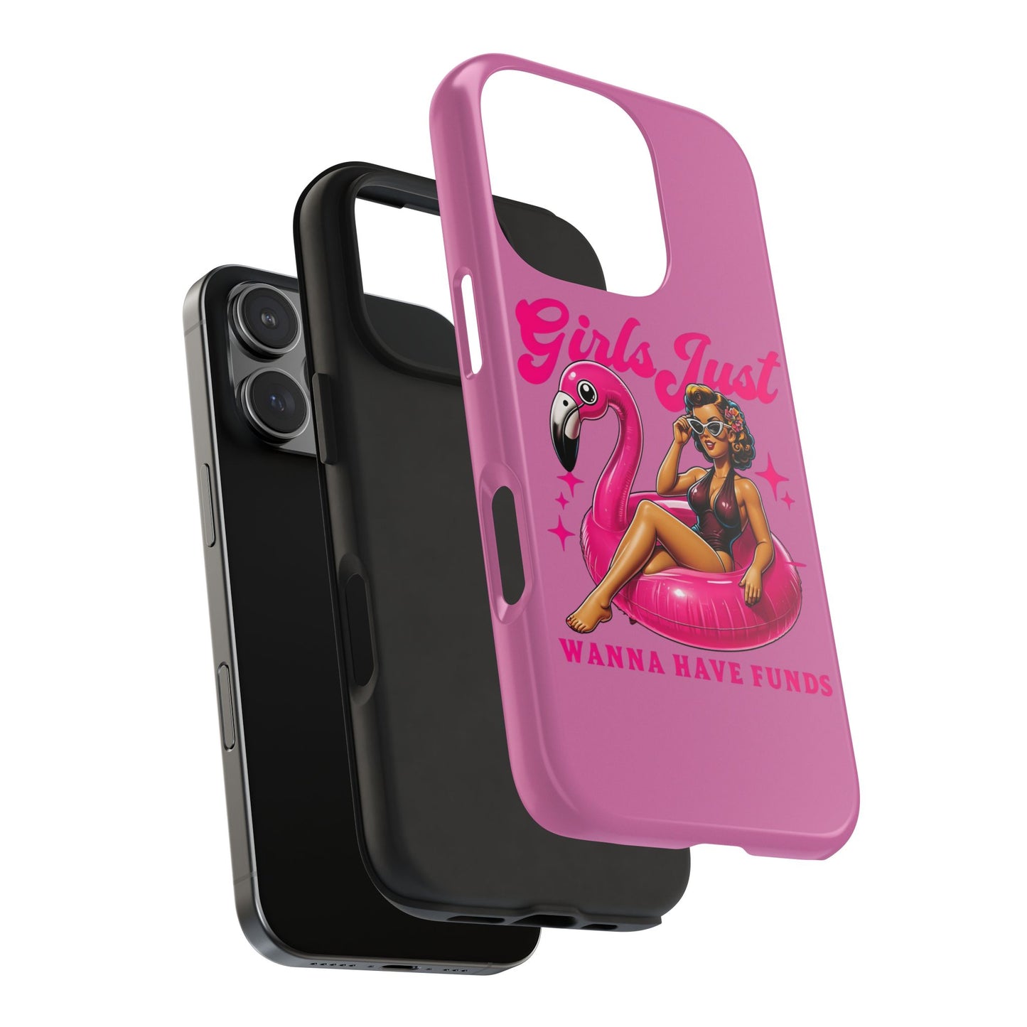 Girls Just Wanna Have Funds Phone Case – Pink Aesthetic iPhone Cover, Trendy Quote Case, Cute Gift for Her or Boss Babe