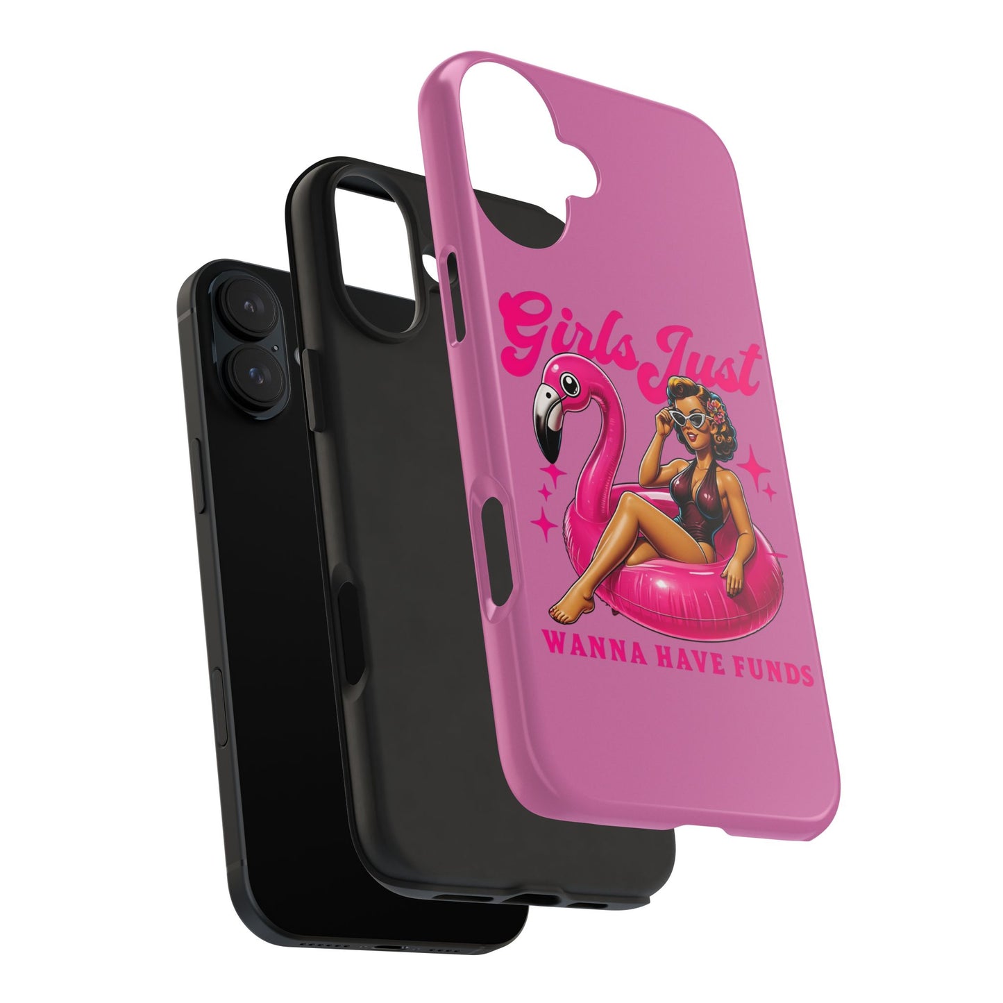 Girls Just Wanna Have Funds Phone Case – Pink Aesthetic iPhone Cover, Trendy Quote Case, Cute Gift for Her or Boss Babe