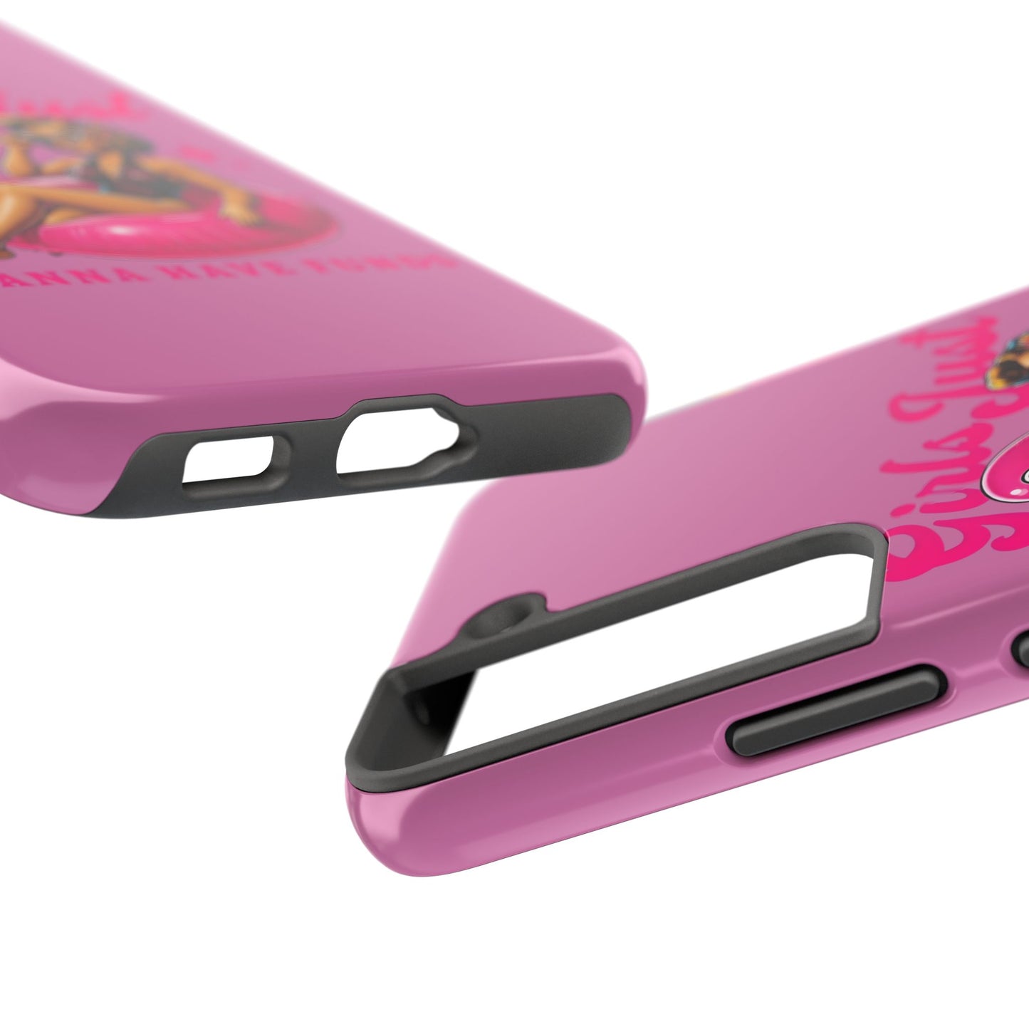 Girls Just Wanna Have Funds Phone Case – Pink Aesthetic iPhone Cover, Trendy Quote Case, Cute Gift for Her or Boss Babe