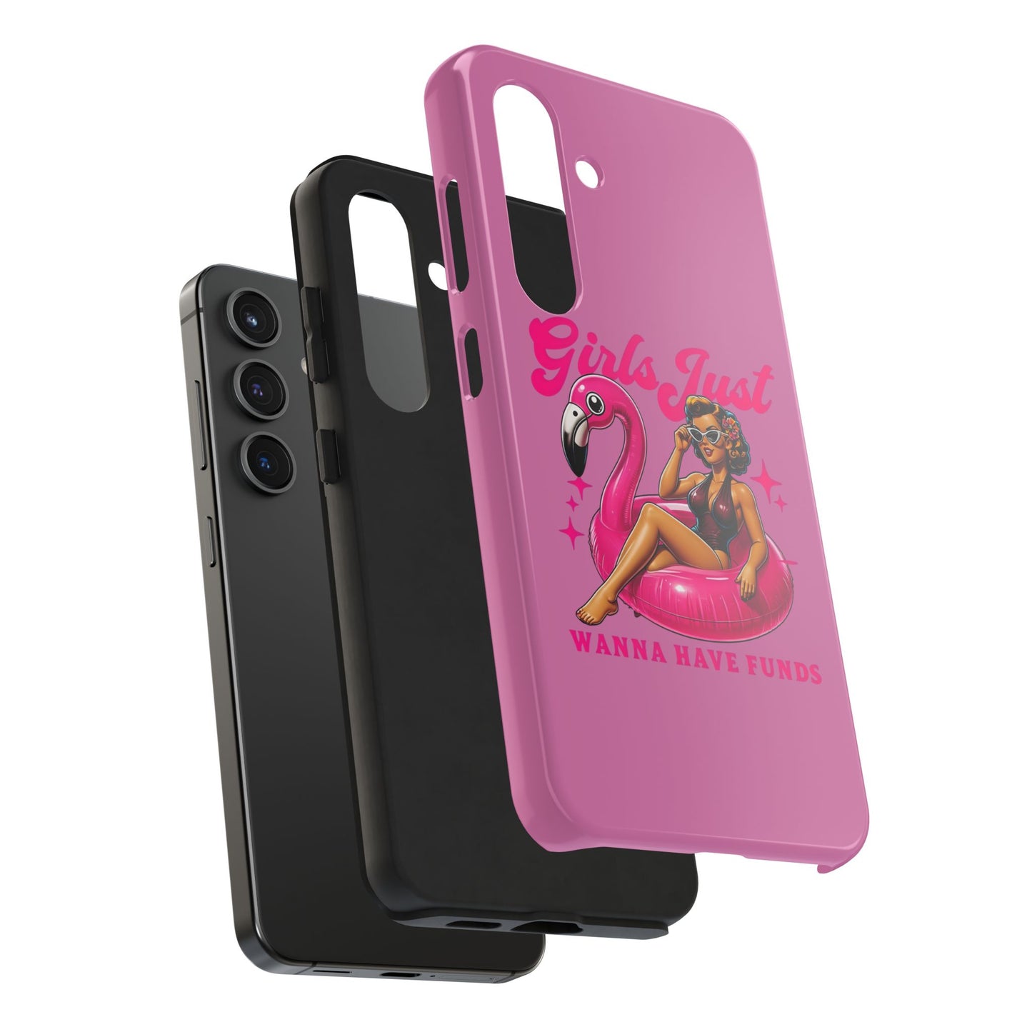 Girls Just Wanna Have Funds Phone Case – Pink Aesthetic iPhone Cover, Trendy Quote Case, Cute Gift for Her or Boss Babe