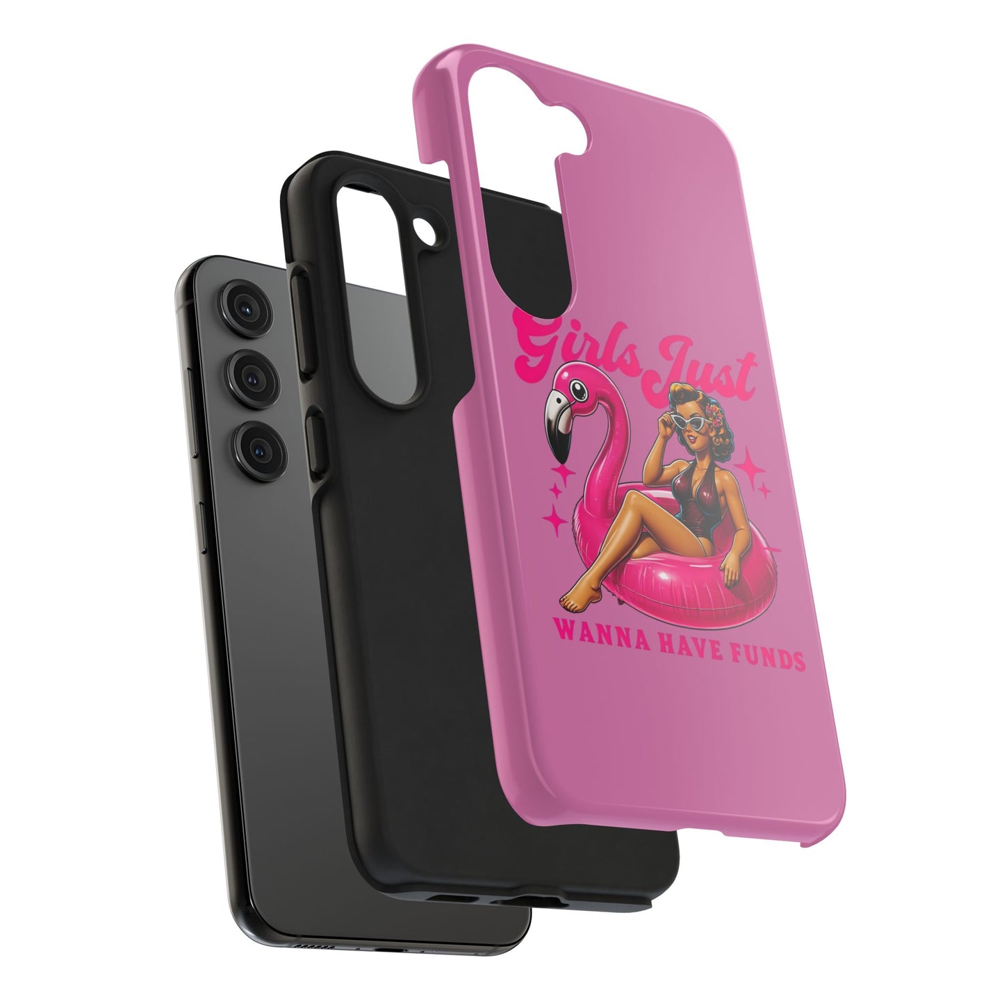Girls Just Wanna Have Funds Phone Case – Pink Aesthetic iPhone Cover, Trendy Quote Case, Cute Gift for Her or Boss Babe