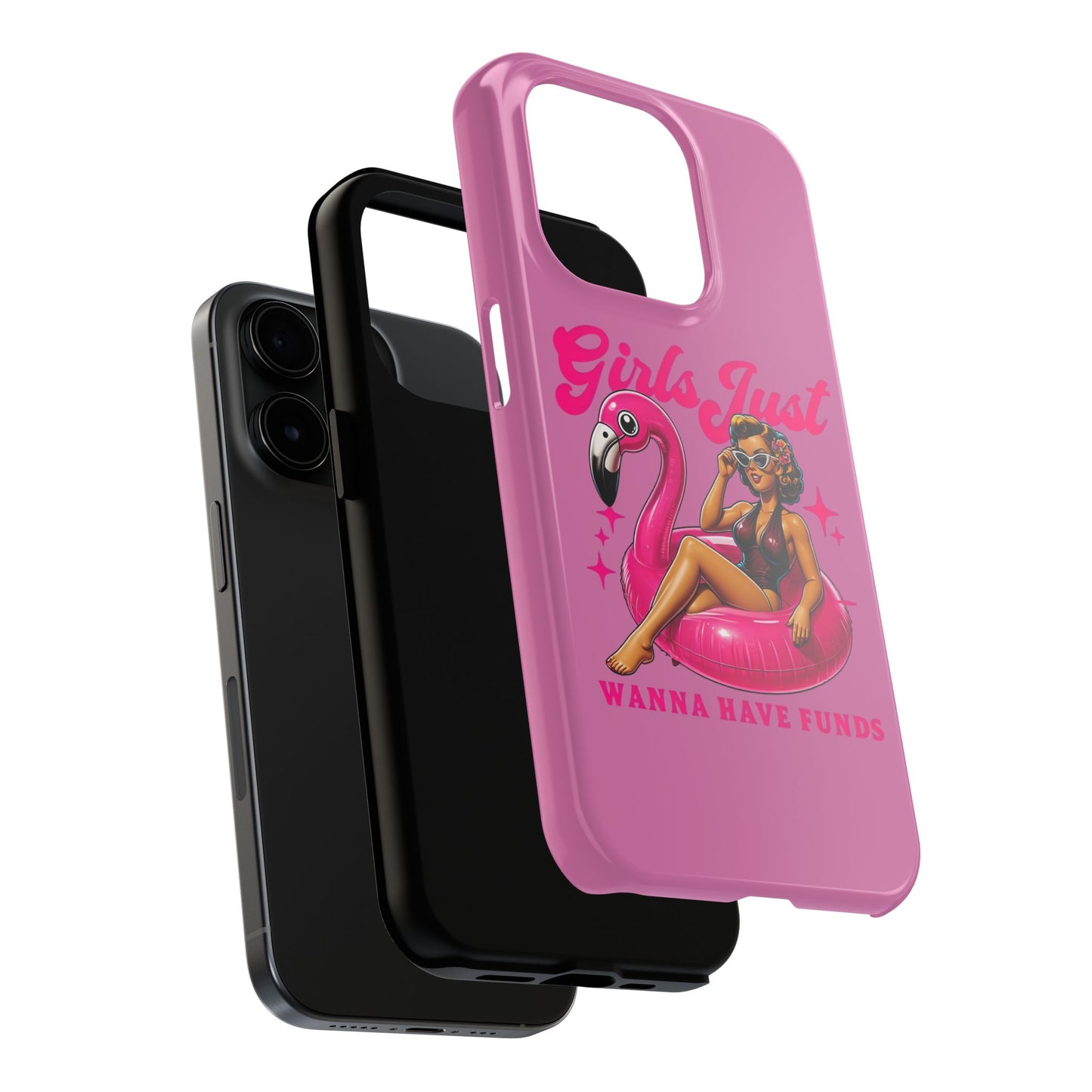 Girls Just Wanna Have Funds Phone Case – Pink Aesthetic iPhone Cover, Trendy Quote Case, Cute Gift for Her or Boss Babe