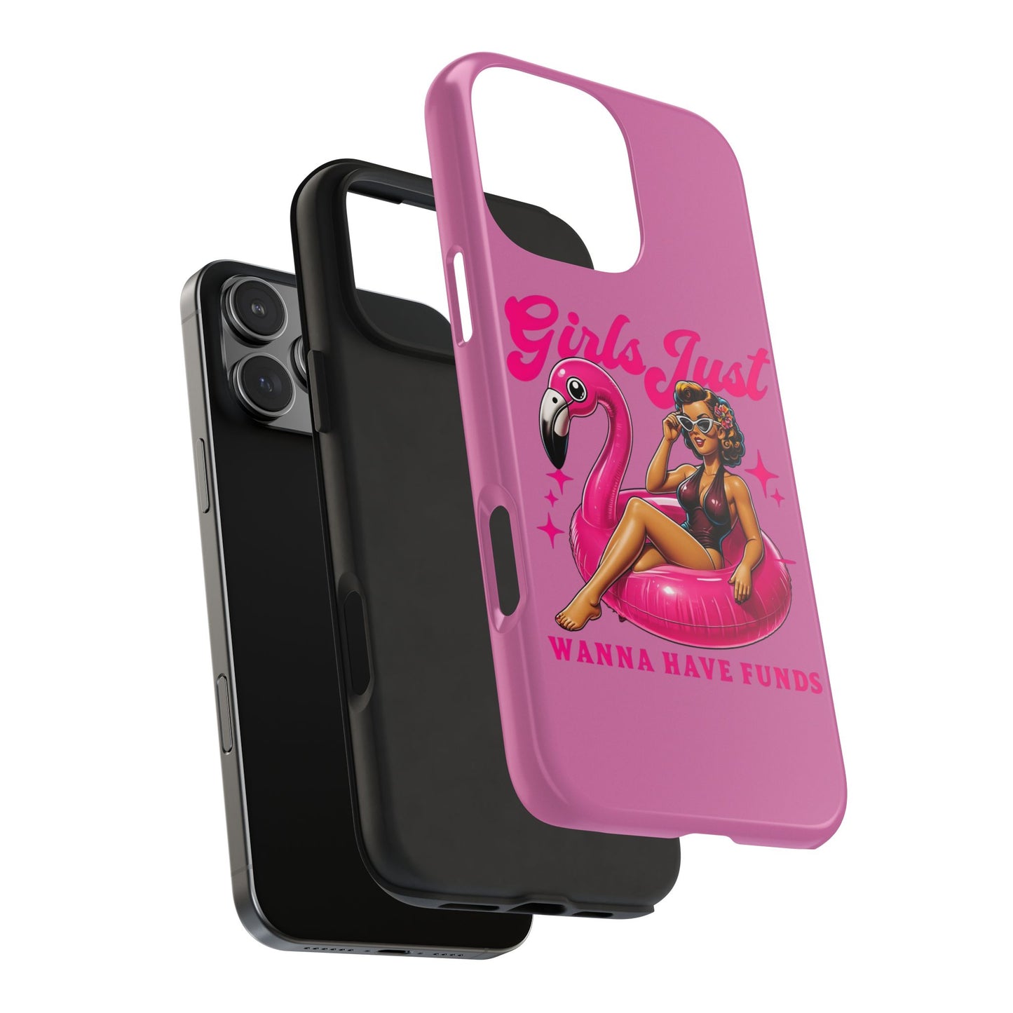 Girls Just Wanna Have Funds Phone Case – Pink Aesthetic iPhone Cover, Trendy Quote Case, Cute Gift for Her or Boss Babe
