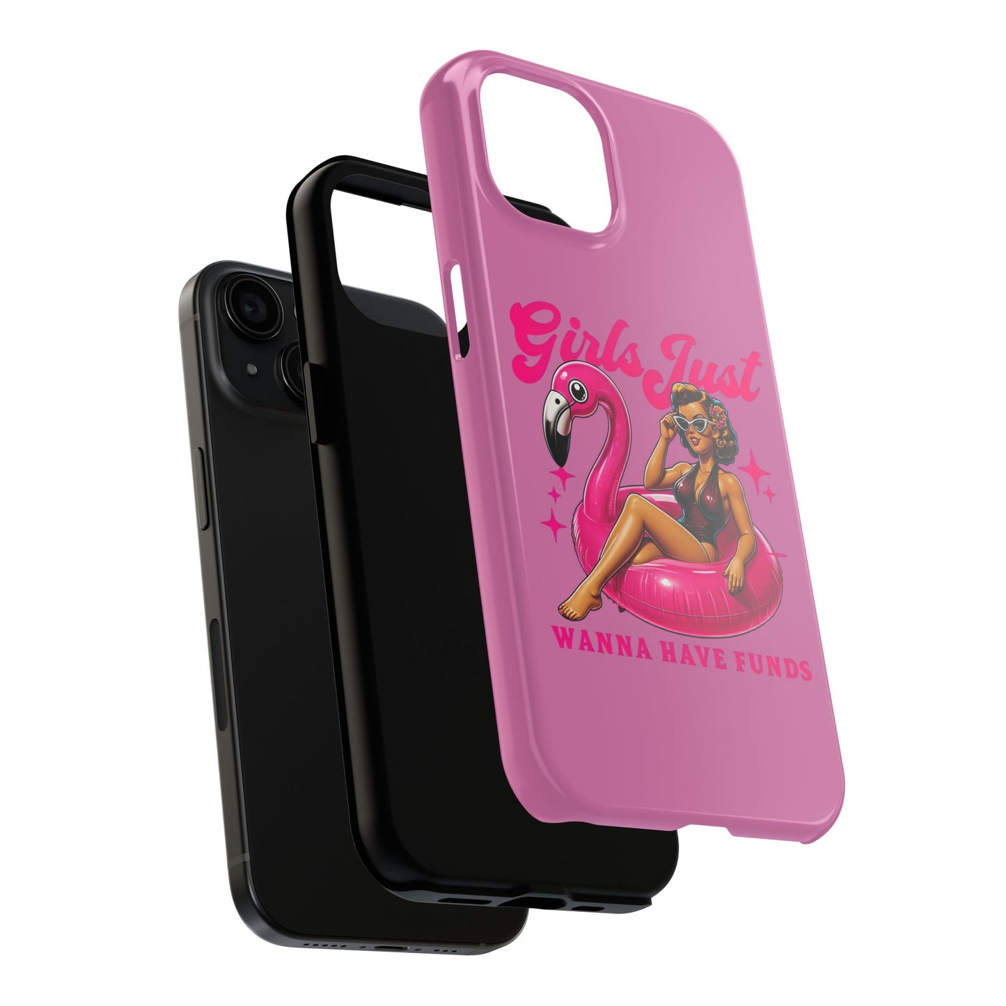 Girls Just Wanna Have Funds Phone Case – Pink Aesthetic iPhone Cover, Trendy Quote Case, Cute Gift for Her or Boss Babe