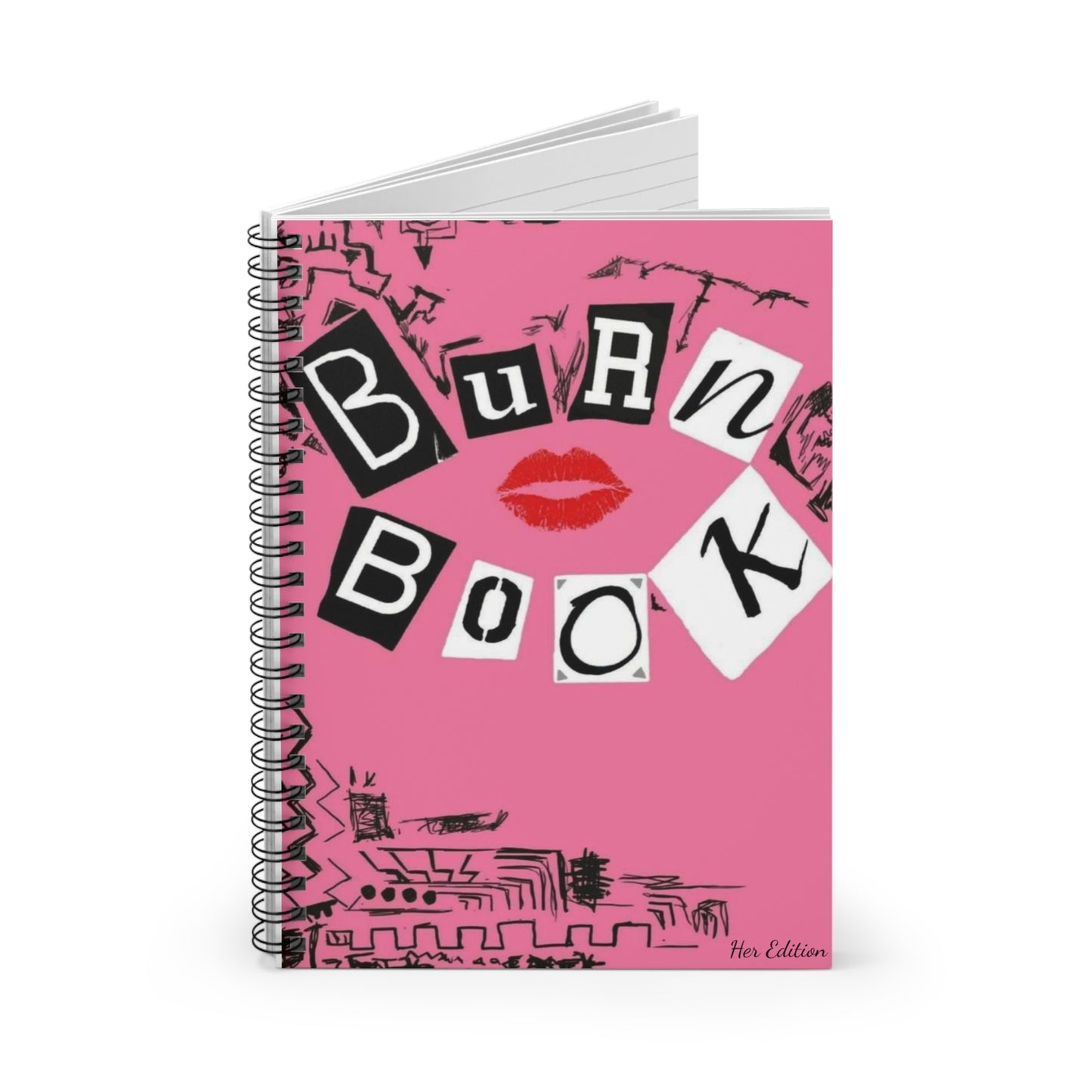 Burn Book Spiral Notebook – Mean Girls Inspired Journal, Aesthetic Pink Notebook, Funny Gift for Teens & Best Friends