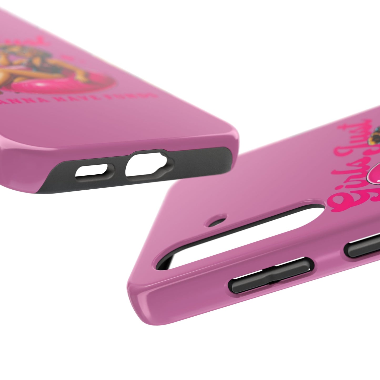 Girls Just Wanna Have Funds Phone Case – Pink Aesthetic iPhone Cover, Trendy Quote Case, Cute Gift for Her or Boss Babe