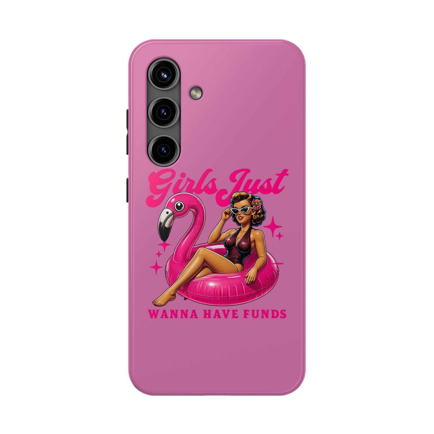 Girls Just Wanna Have Funds Phone Case – Pink Aesthetic iPhone Cover, Trendy Quote Case, Cute Gift for Her or Boss Babe