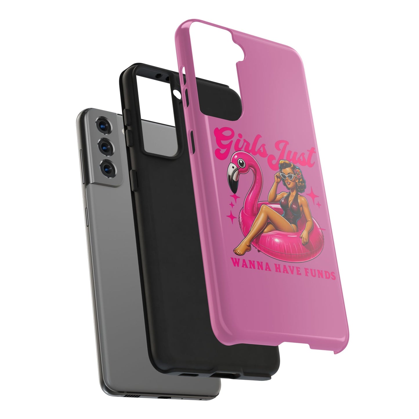 Girls Just Wanna Have Funds Phone Case – Pink Aesthetic iPhone Cover, Trendy Quote Case, Cute Gift for Her or Boss Babe