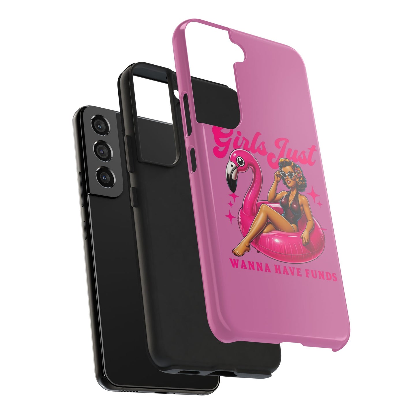 Girls Just Wanna Have Funds Phone Case – Pink Aesthetic iPhone Cover, Trendy Quote Case, Cute Gift for Her or Boss Babe