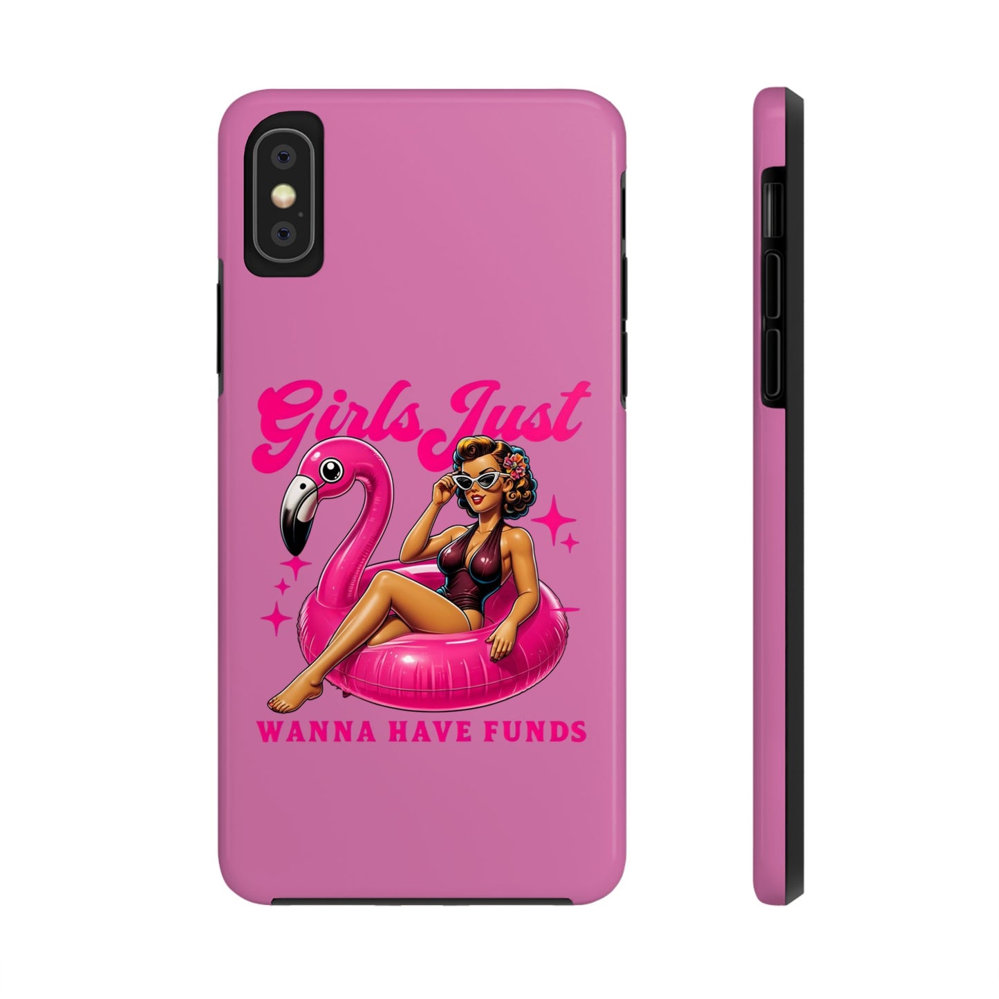 Girls Just Wanna Have Funds Phone Case – Pink Aesthetic iPhone Cover, Trendy Quote Case, Cute Gift for Her or Boss Babe