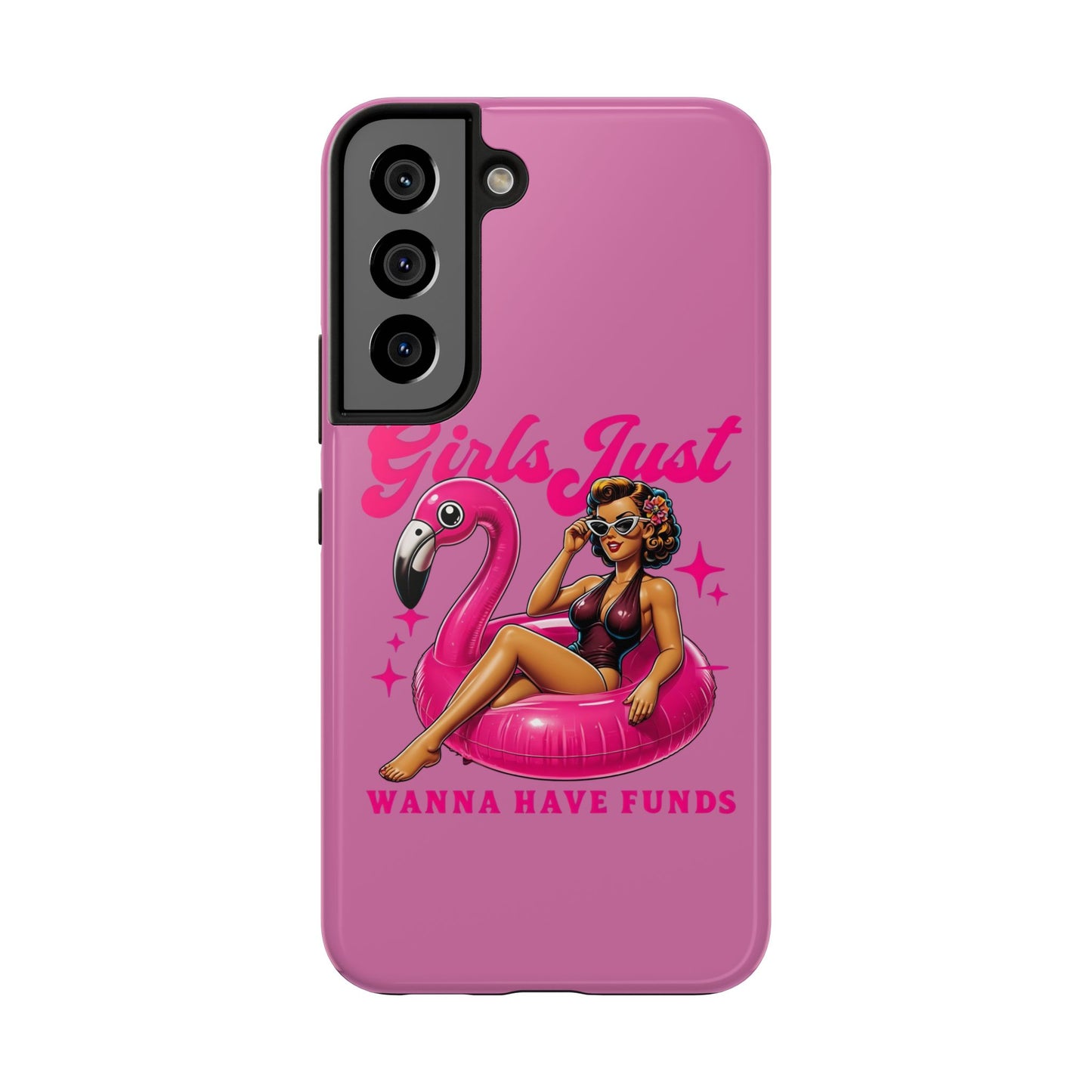 Girls Just Wanna Have Funds Phone Case – Pink Aesthetic iPhone Cover, Trendy Quote Case, Cute Gift for Her or Boss Babe